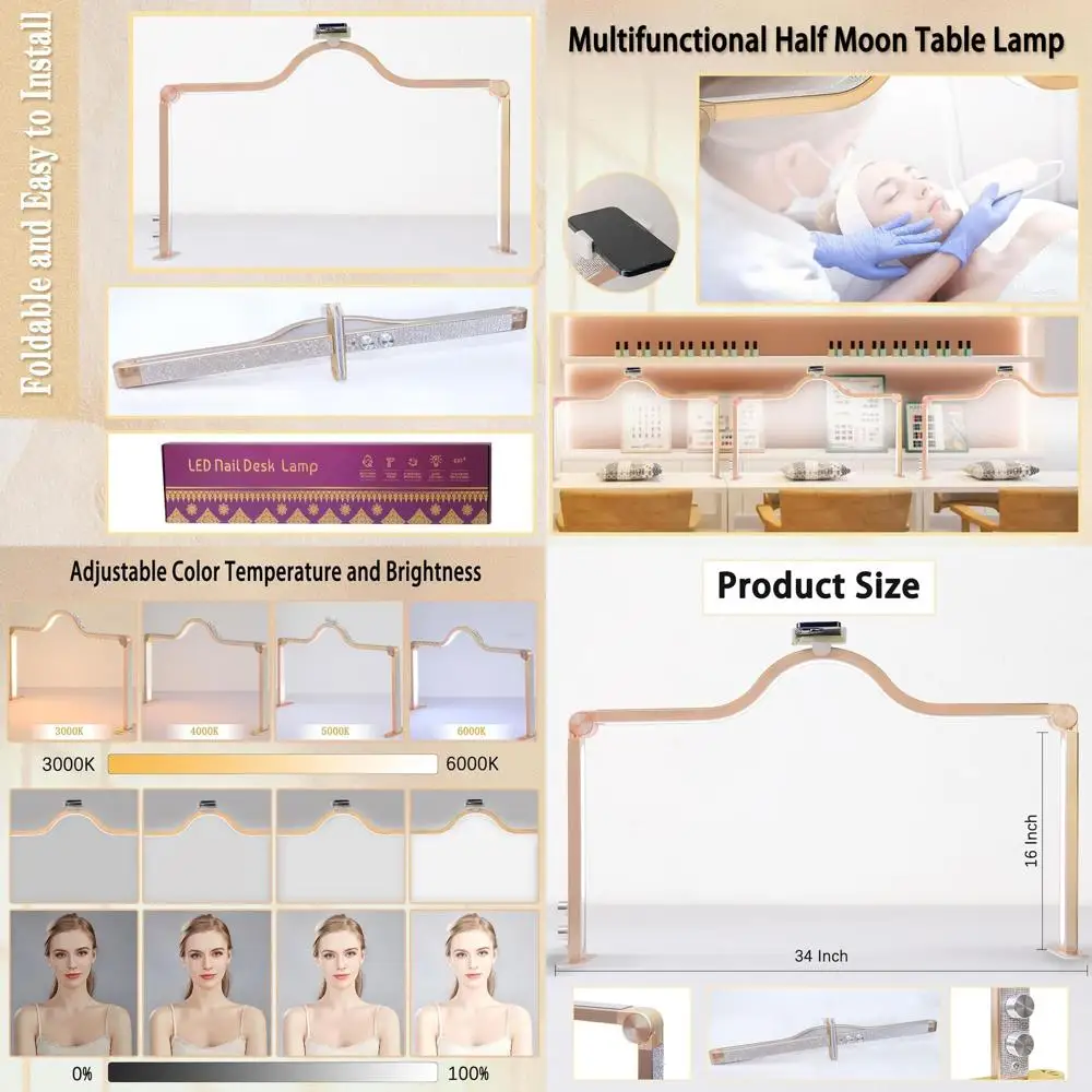 Adjustable LED Desk Lamp for Manicure, Table, and Beauty with Dimmable Halo Moon Light
Adjustable LED Desk Lamp for Manicure, Table, and Beauty with Dimmable Halo Moon Light
