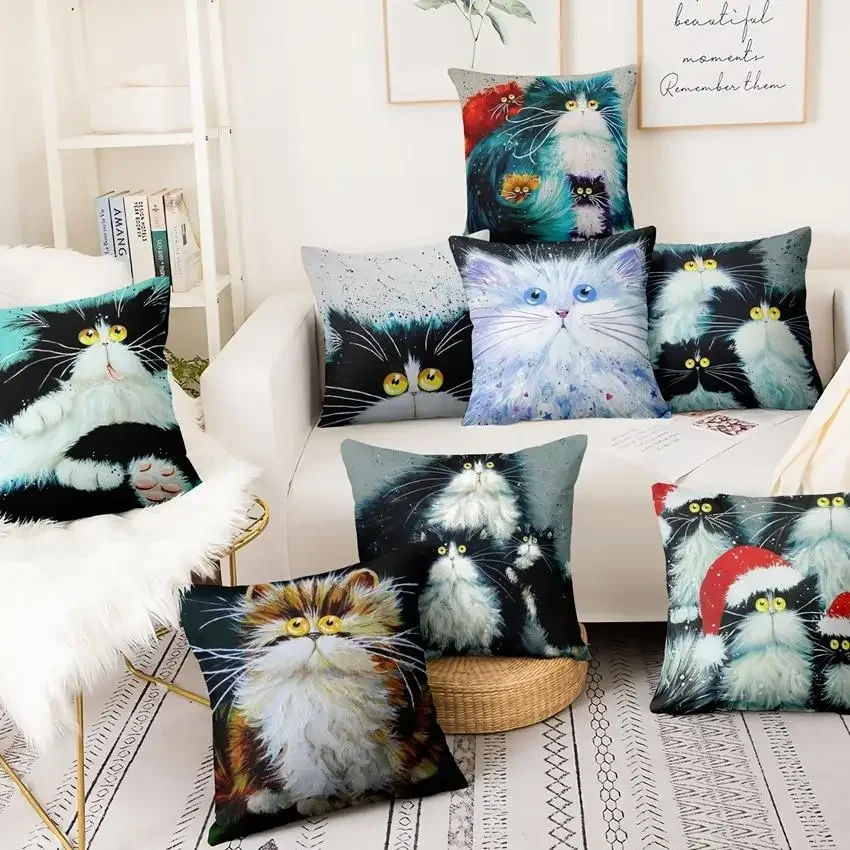 Colorful Cartoon Cat Printed Pillowcase Home Decoration Painting Cushion Decorative Decor Sofa Throw s
Colorful Cartoon Cat Printed Pillowcase Home Decoration Painting Cushion Decorative Decor Sofa Throw s