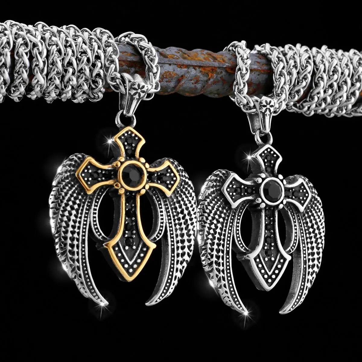 New Design Retro Stainless Steel Men's Viking Wing Necklace Religious Belief Jesus Cross Odin Valknut Jewelry Pendant Unisex
New Design Retro Stainless Steel Men's Viking Wing Necklace Religious Belief Jesus Cross Odin Valknut Jewelry Pendant Unisex
