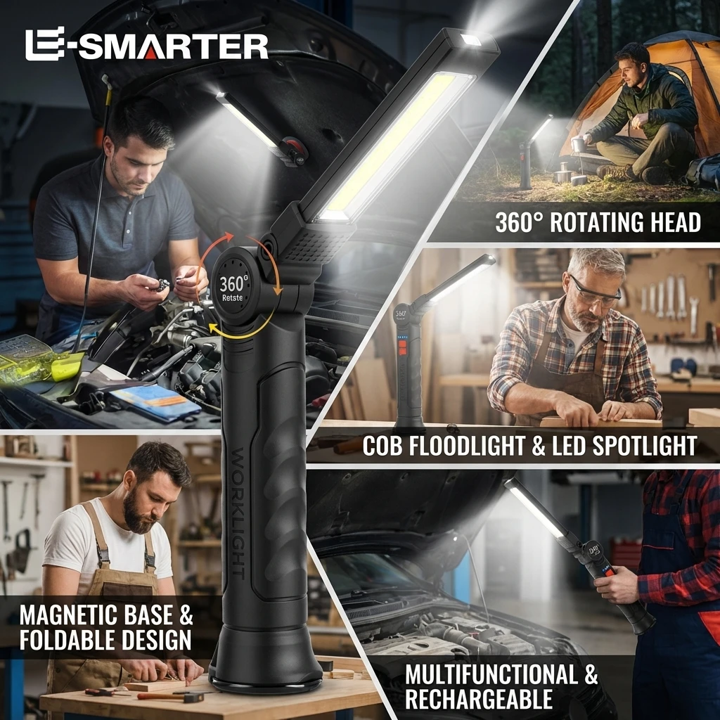 450LM COB LED Worklight Flashlight USB-C 800mA Work Light Magnetic 360° Garage Repair Inspection Lamp 4Mode Pocket Flood Light
450LM COB LED Worklight Flashlight USB-C 800mA Work Light Magnetic 360° Garage Repair Inspection Lamp 4Mode Pocket Flood Light