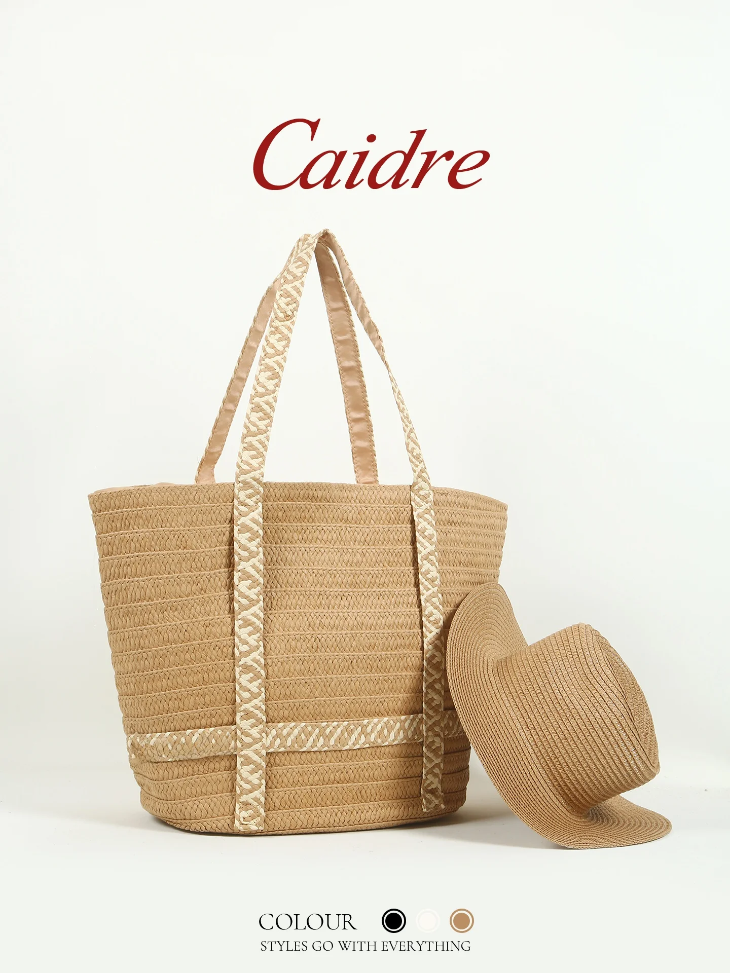 Caidre Summer Vacation Straw Woven Bag Hat Set Women's Beachside Single Shoulder Bag Large Capacity Woven Tote Bag
Caidre Summer Vacation Straw Woven Bag Hat Set Women's Beachside Single Shoulder Bag Large Capacity Woven Tote Bag