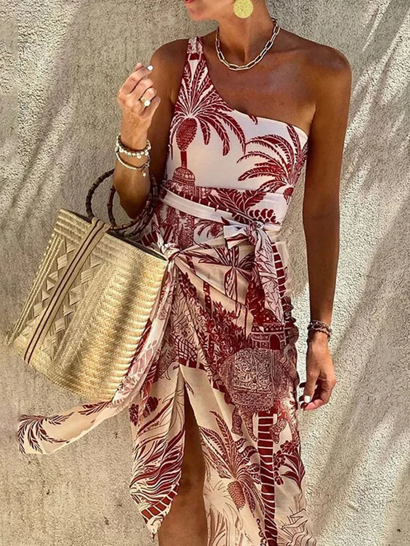 2024 New Coconut Tree Print One Piece Swimsuit For Women One Shoulder Swimwear Ladies Beach Sarong Strappy Bathing Suit Bathers
2024 New Coconut Tree Print One Piece Swimsuit For Women One Shoulder Swimwear Ladies Beach Sarong Strappy Bathing Suit Bathers
