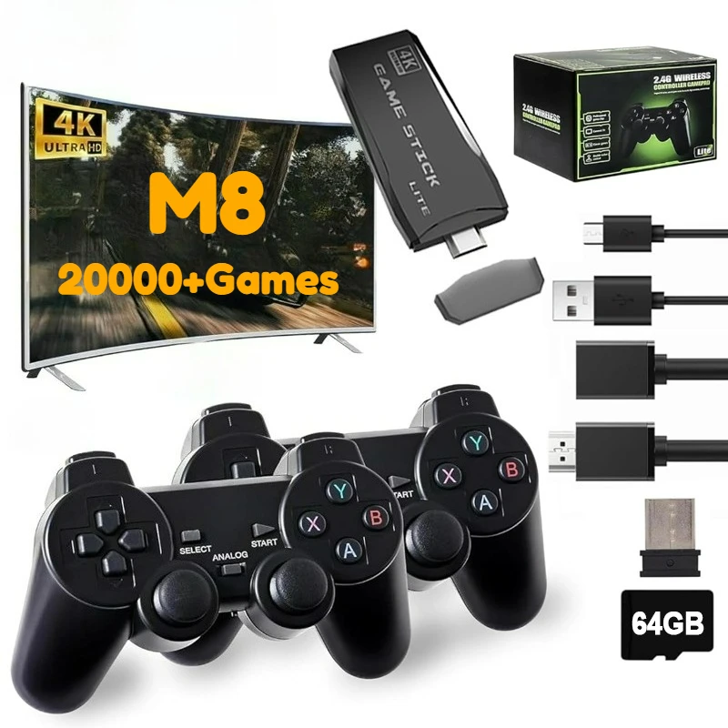 Игровая консоль 4K TV в стиле ретро M8 Consolas 64 ГБ 20000+ Ретро-игры 2,4G Беспроводной двойной контроллер Game Stick Ретро-игра Семейный подарок
Игровая консоль 4K TV в стиле ретро M8 Consolas 64 ГБ 20000+ Ретро-игры 2,4G Беспроводной двойной контроллер Game Stick Ретро-игра Семейный подарок