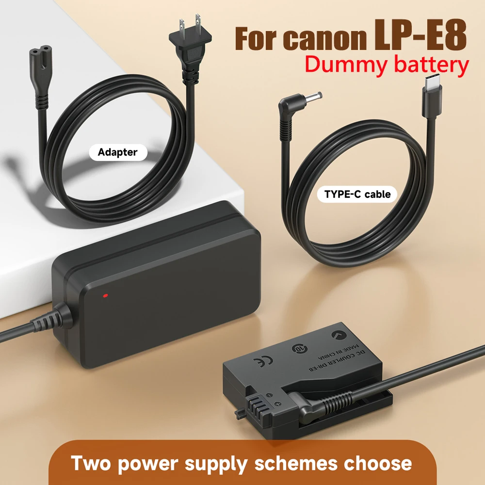 LP-E8 LP E8 LPE8 Dummy Battery DR-E8 Type-C/AC Power Adapte for Canon EOS 550D 600D 650D 700D X4 X5 X6i X7i T2i T3i T4i T5i
LP-E8 LP E8 LPE8 Dummy Battery DR-E8 Type-C/AC Power Adapte for Canon EOS 550D 600D 650D 700D X4 X5 X6i X7i T2i T3i T4i T5i