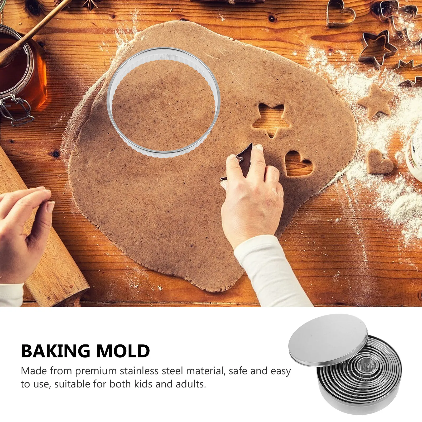 12Pcs Stainless Steel Mousse Rings Non-Rust Creative Cookie Cutter DIY Baking Molds Kitchen Supplies Baking Molds
12Pcs Stainless Steel Mousse Rings Non-Rust Creative Cookie Cutter DIY Baking Molds Kitchen Supplies Baking Molds