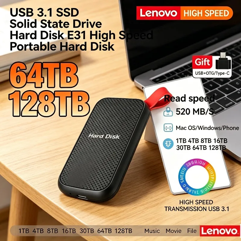 Мобильный SSD-накопитель Lenovo E31, высокоскоростное портативное хранилище USB 3.1, 1 ТБ, 4 ТБ, внешний жесткий диск для ноутбука, PS5, телефона, игровых приложений, резервного копирования
Мобильный SSD-накопитель Lenovo E31, высокоскоростное портативное хранилище USB 3.1, 1 ТБ, 4 ТБ, внешний жесткий диск для ноутбука, PS5, телефона, игровых приложений, резервного копирования