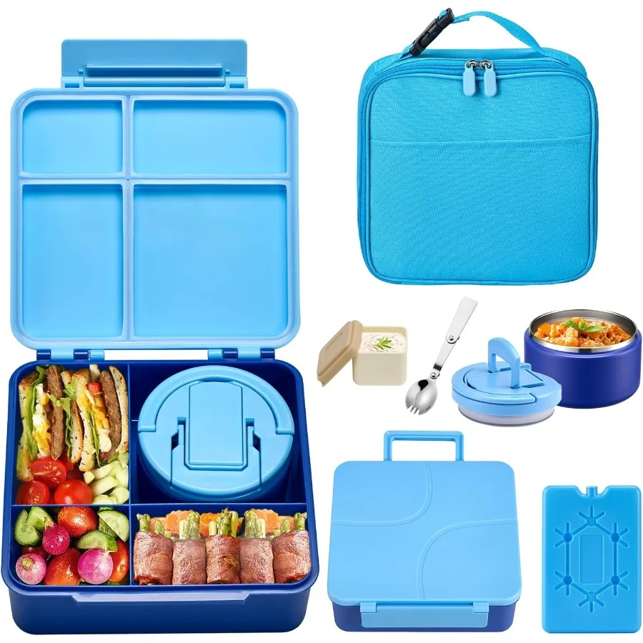 Bento Lunch Box with 8oz Soup Thermo Leakproof 4 Compartment Lunch Food Containers with Sauce Cup and Ice Pack Thermo Insulated
Bento Lunch Box with 8oz Soup Thermo Leakproof 4 Compartment Lunch Food Containers with Sauce Cup and Ice Pack Thermo Insulated