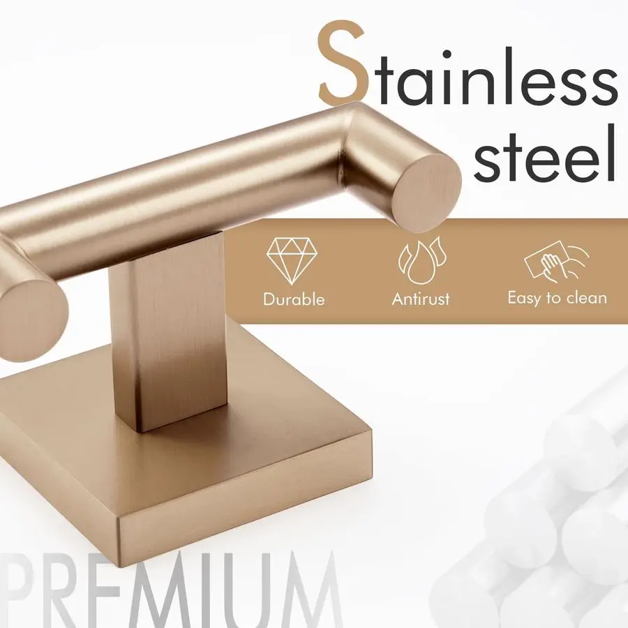 Robe Hooks Bath Towel Hooks Bathroom Hardware Double Coat Hooks Wall Mounted, 3 Pack Champagne Bronze Stainless Steel B1015CPGP3
Robe Hooks Bath Towel Hooks Bathroom Hardware Double Coat Hooks Wall Mounted, 3 Pack Champagne Bronze Stainless Steel B1015CPGP3