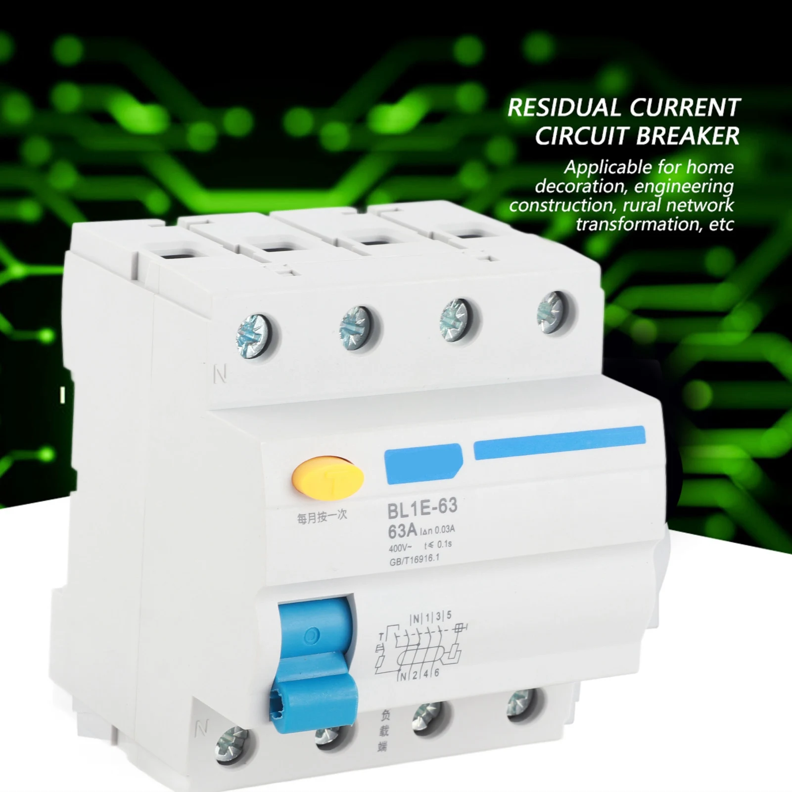 Current Circuit Breaker 30mA RCCB BL1E-63 63A RCCB Residual Current Circuit Breaker 230V 30mA Residual Current Circuit Breaker
Current Circuit Breaker 30mA RCCB BL1E-63 63A RCCB Residual Current Circuit Breaker 230V 30mA Residual Current Circuit Breaker