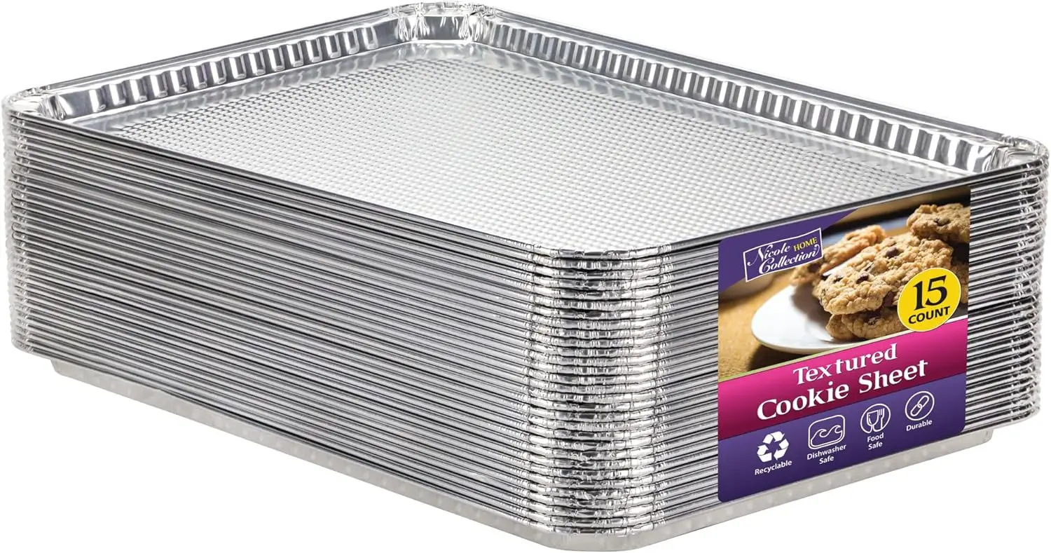 Aluminum Pans Half Size Textured Cookie Sheet 15 Count Nonstick Baking Sheets 15.87" x 11" - Sheet Pan, Baking Tray, Durable &
Aluminum Pans Half Size Textured Cookie Sheet 15 Count Nonstick Baking Sheets 15.87" x 11" - Sheet Pan, Baking Tray, Durable &