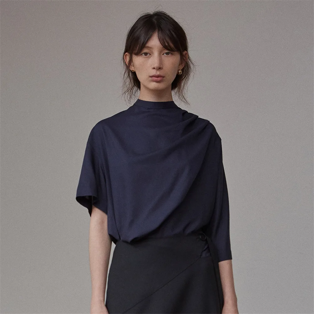 Short-sleeved T-shirt Women 2024 Summer New Casual Asymmetrical Pleated Design Color Pullover TopS T-shirts Woman Clothing Y2k
Short-sleeved T-shirt Women 2024 Summer New Casual Asymmetrical Pleated Design Color Pullover TopS T-shirts Woman Clothing Y2k