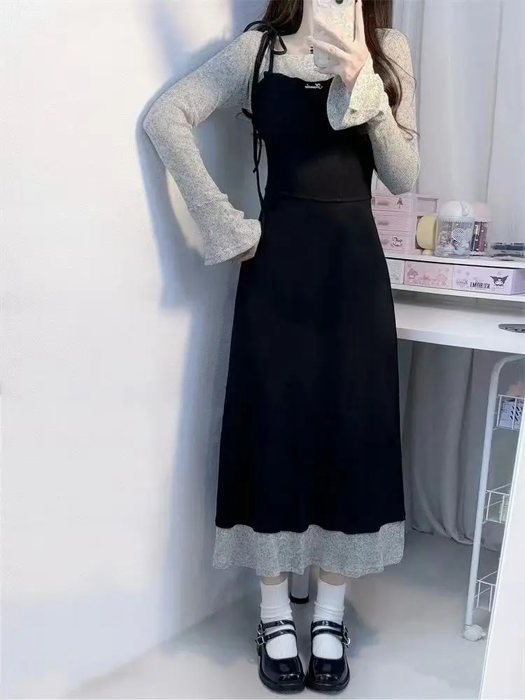 Black Two-Piece Long Sleeve Dress Women Autumn Winter Slimming High-End Long Skirt
Black Two-Piece Long Sleeve Dress Women Autumn Winter Slimming High-End Long Skirt