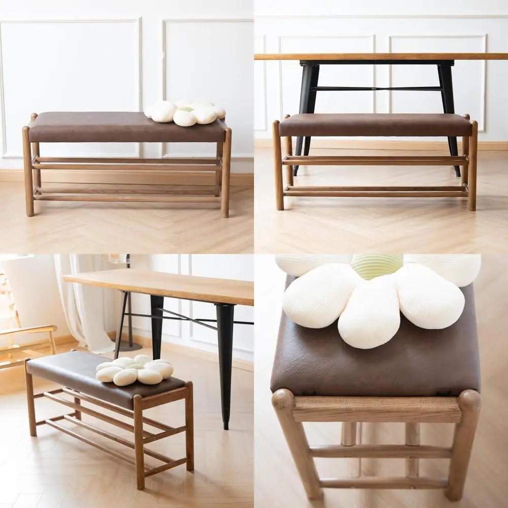 Rustic Oak Wood Entryway Bench with Shoe Storage, Leather Seat, 39.4 Long for Living and Dining Rooms
Rustic Oak Wood Entryway Bench with Shoe Storage, Leather Seat, 39.4 Long for Living and Dining Rooms