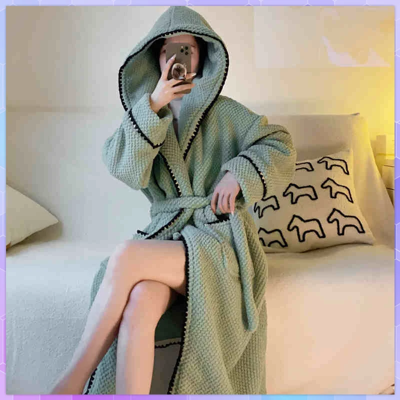 Robe Women's Winter Bathrobe Hooded Warm Thick Ladies Dressing Gown Long Sleeve Night Dress Pockets Flannel Kimono Nightgown
Robe Women's Winter Bathrobe Hooded Warm Thick Ladies Dressing Gown Long Sleeve Night Dress Pockets Flannel Kimono Nightgown
