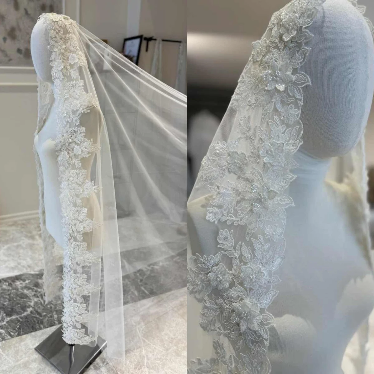 Princess Wedding Veil Appliques Beaded One Layer Chapel Length Bridal Veils White Ivory With Comb Bride Accessories Customized
Princess Wedding Veil Appliques Beaded One Layer Chapel Length Bridal Veils White Ivory With Comb Bride Accessories Customized