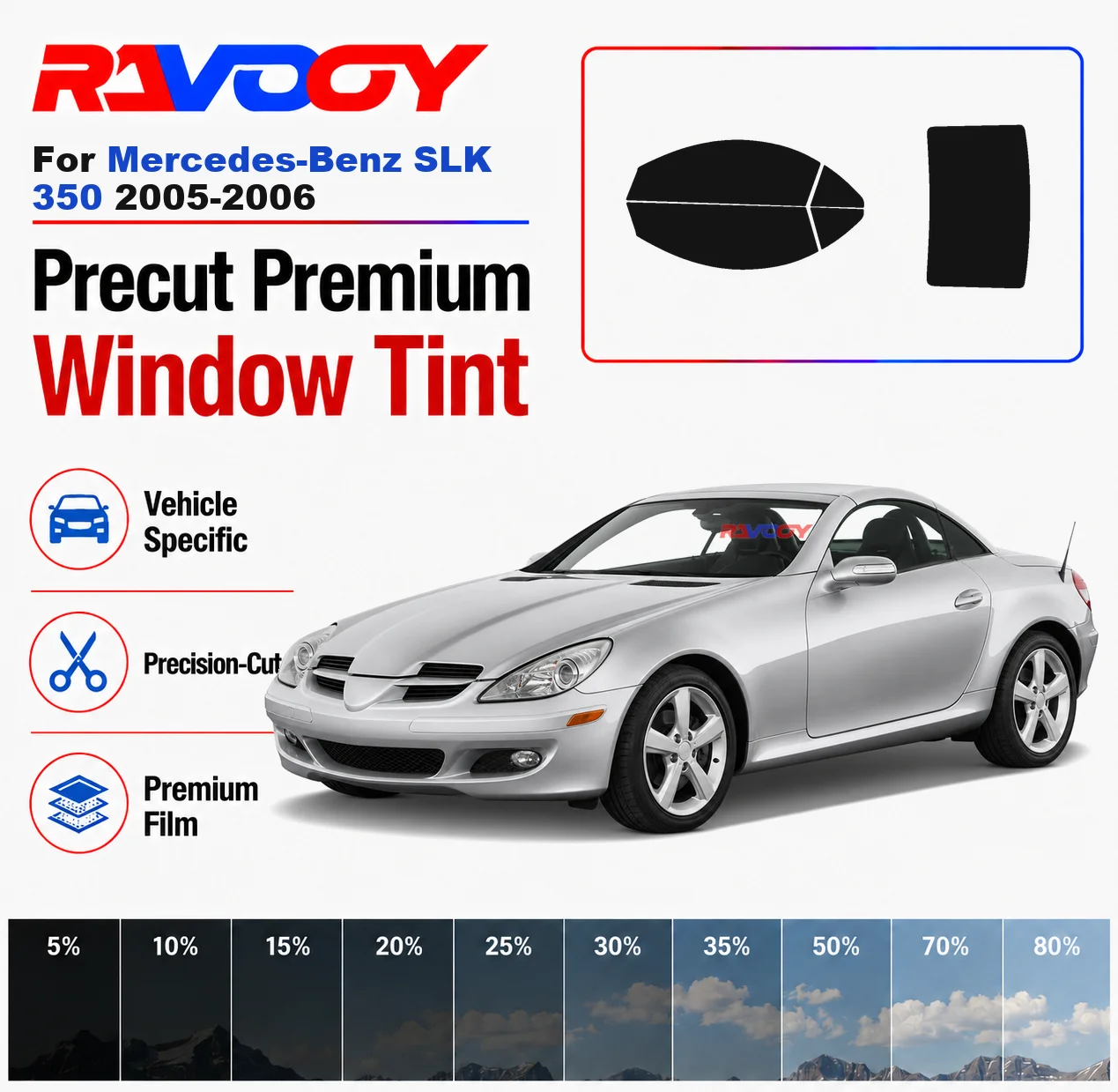 Premium Precut Window Tint Kit Front Windows Rear Windows Rear Windshield For Mercedes-Benz SLK 350 2005-2006 Nano Ceramic Film
Premium Precut Window Tint Kit Front Windows Rear Windows Rear Windshield For Mercedes-Benz SLK 350 2005-2006 Nano Ceramic Film