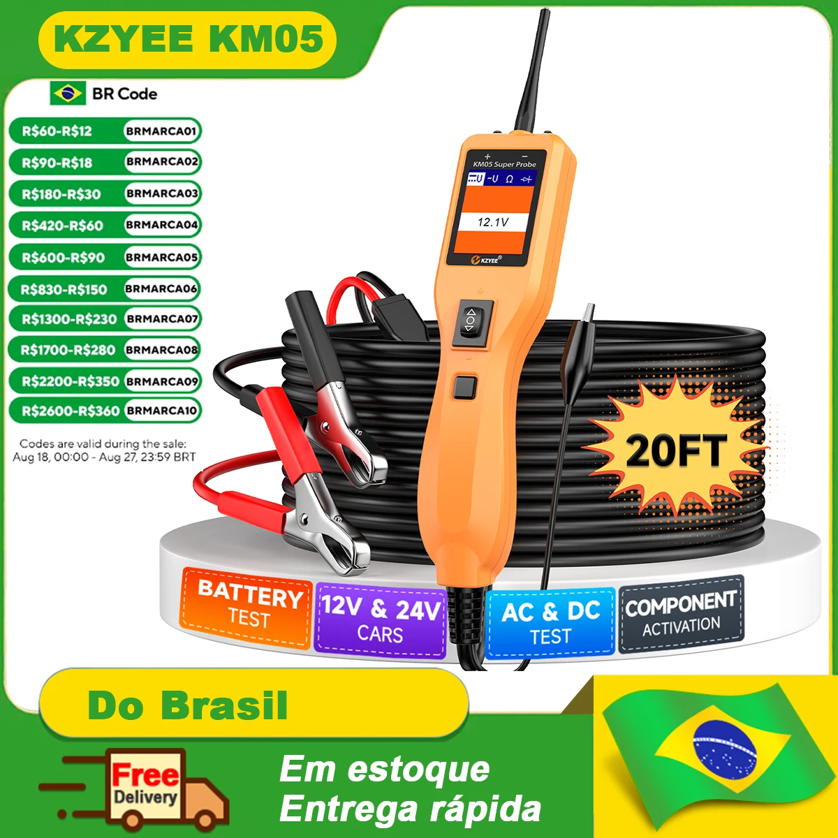 KZYEE KM05 Power Circuit Probe Tester 12V 24V Automotive Circuit System Diagnostic Tool AC/DC Voltage Tester Short Finder
KZYEE KM05 Power Circuit Probe Tester 12V 24V Automotive Circuit System Diagnostic Tool AC/DC Voltage Tester Short Finder