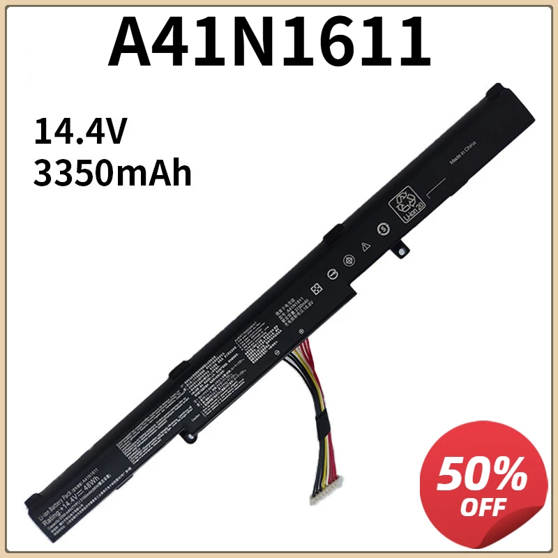 14.4V 48Wh Laptop Notebook Battery A41N1611 For ASUS ROG GL553 GL553VD GL553VE GL553VW Series A41LK5H A41LP4Q 0B110-00220200 New
14.4V 48Wh Laptop Notebook Battery A41N1611 For ASUS ROG GL553 GL553VD GL553VE GL553VW Series A41LK5H A41LP4Q 0B110-00220200 New
