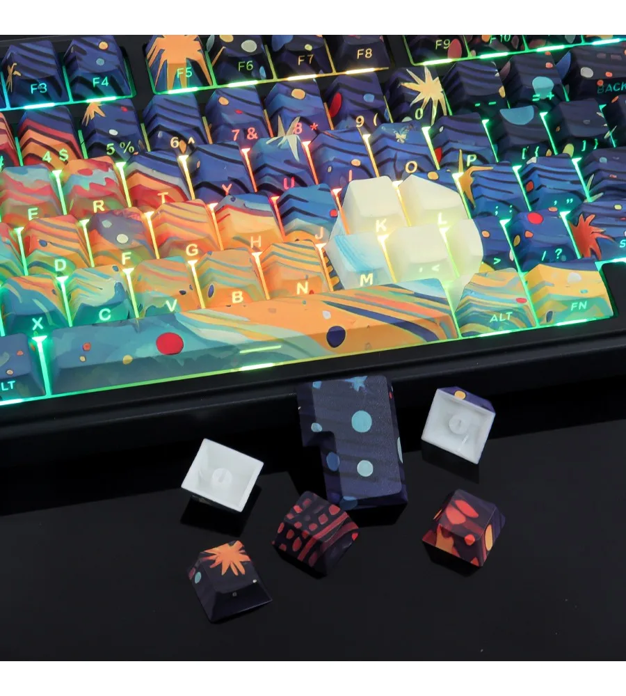 Original height PBT full five-sided thermal sublimation V4 side engraved transparent keycap 133 keys
Original height PBT full five-sided thermal sublimation V4 side engraved transparent keycap 133 keys