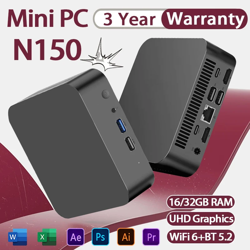 Mini PC N150 Core i3 6100U 16GB 32GB RAM 1TB 2TB SSD Portable computer Windows 11 WIFI6 BT5.2 4K HD office PC Gamer
Mini PC N150 Core i3 6100U 16GB 32GB RAM 1TB 2TB SSD Portable computer Windows 11 WIFI6 BT5.2 4K HD office PC Gamer