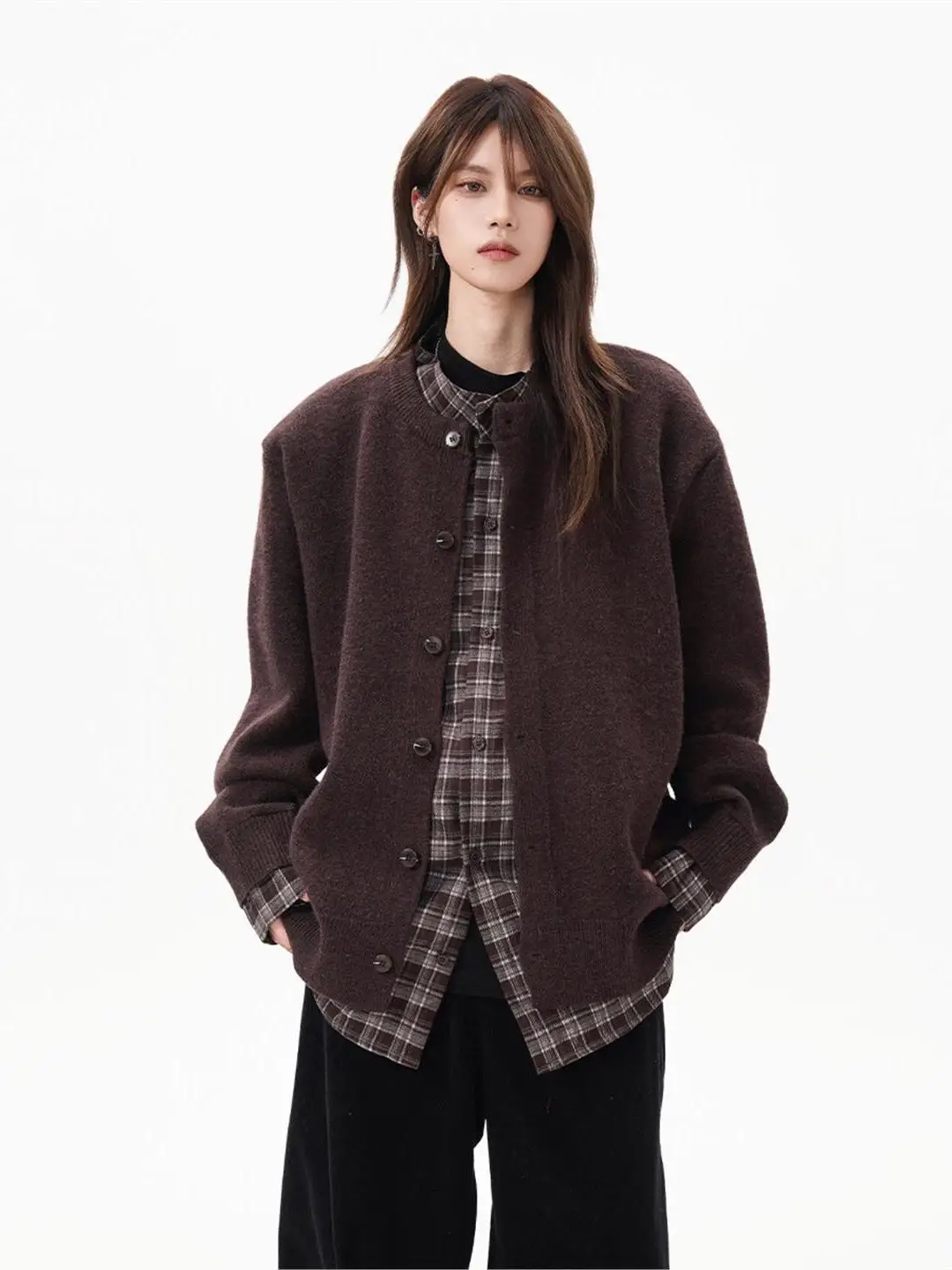 Vintage Plaid Splicing Knitwear Cardigan ex Autumn Winter Casual Sle Button up Long Sve Sweater for Young People
Vintage Plaid Splicing Knitwear Cardigan ex Autumn Winter Casual Sle Button up Long Sve Sweater for Young People