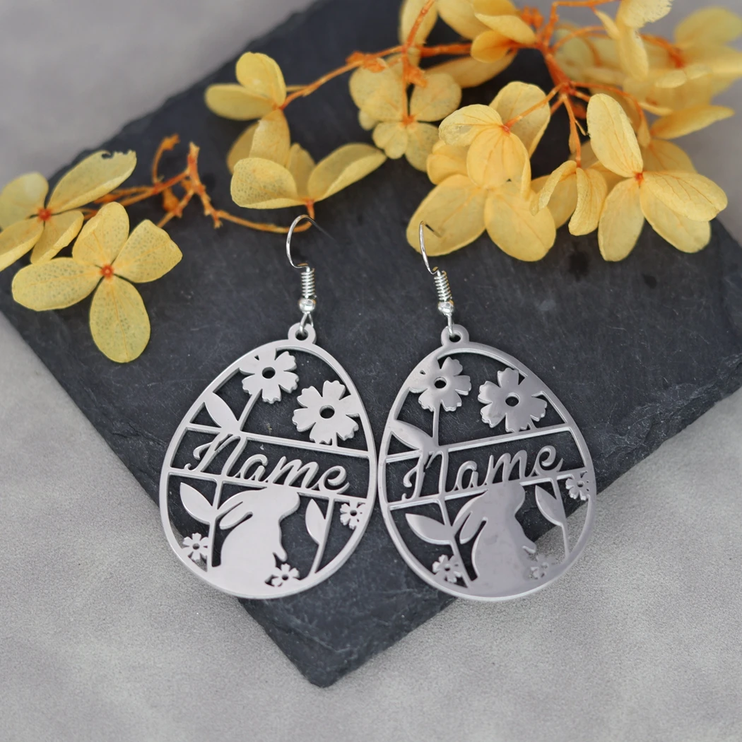 Custom Name Easter Egg Earrings Rabbit Flower Earrings Easter Gift Party Accessories for Women
Custom Name Easter Egg Earrings Rabbit Flower Earrings Easter Gift Party Accessories for Women