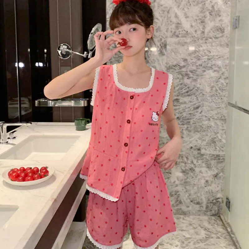 Women's Sweet Tank Short Pajama Set Summer New Student Sleeveless Home Clothes Women's Lace Short Sleeve Pants Two Piece Set
Women's Sweet Tank Short Pajama Set Summer New Student Sleeveless Home Clothes Women's Lace Short Sleeve Pants Two Piece Set