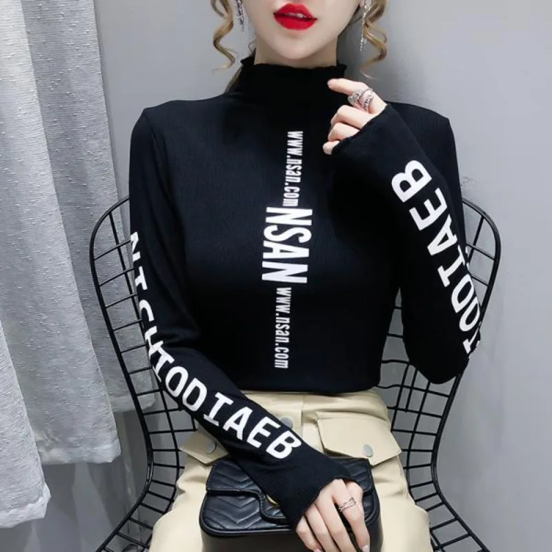Autumn and Winter Women's Loose Distinctive Elastic Slimming Long Sleeve Round Neck High Collar Printed T-shirt Base Shirt
Autumn and Winter Women's Loose Distinctive Elastic Slimming Long Sleeve Round Neck High Collar Printed T-shirt Base Shirt