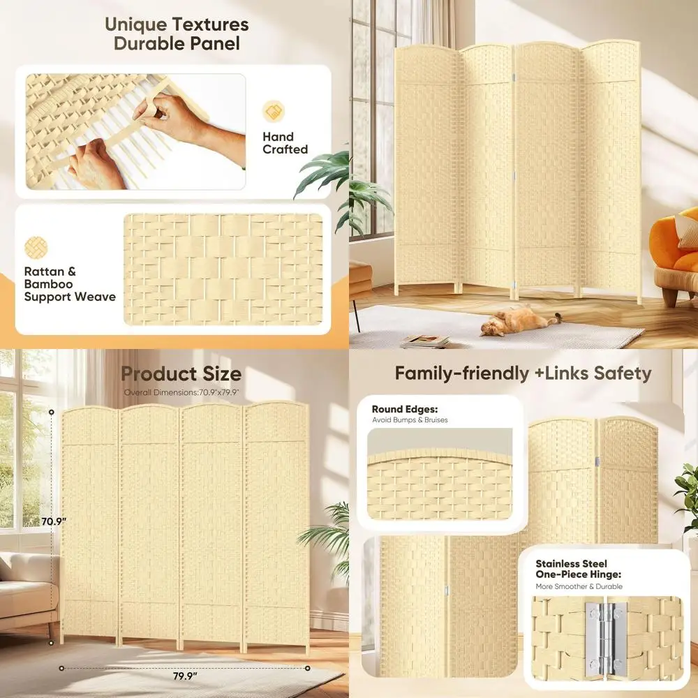 4-панельный складной перегородка длиной 6 футов, экран конфиденциальности для дома и офиса, цвет слоновой кости
4-панельный складной перегородка длиной 6 футов, экран конфиденциальности для дома и офиса, цвет слоновой кости