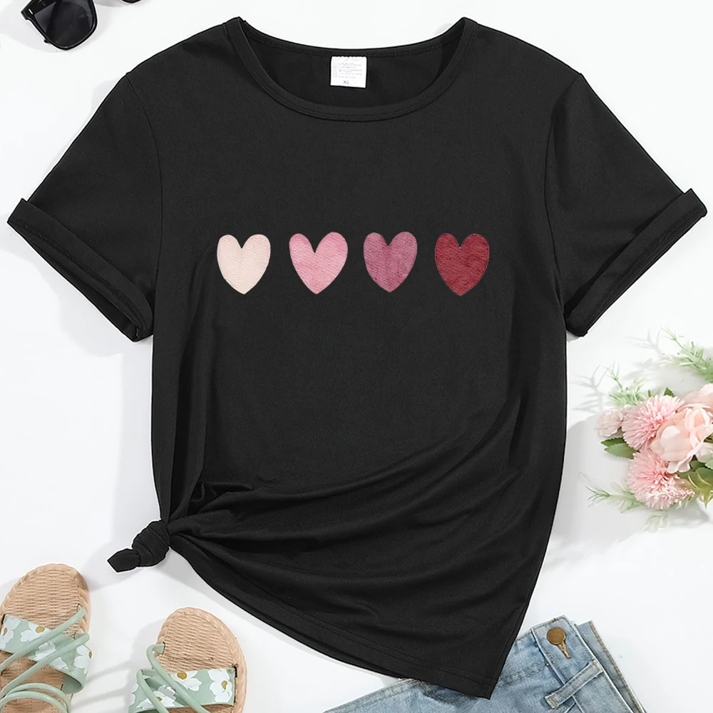 Women's T-shirt Four Hearts Pattern Print Round Neck Casual Streetwear Hot Sales Female Clothing Top Tees Comfortable Breathable
Women's T-shirt Four Hearts Pattern Print Round Neck Casual Streetwear Hot Sales Female Clothing Top Tees Comfortable Breathable