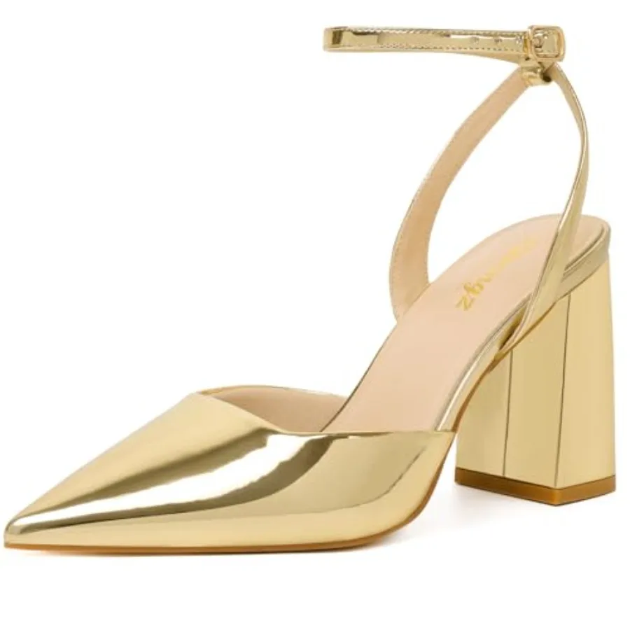 RIBONGZ Block Heels for Women Closed Pointed Toe Heeled Slingback Chunky High Heel Ankle Strap Pumps Patent Leather Comfort Dre
RIBONGZ Block Heels for Women Closed Pointed Toe Heeled Slingback Chunky High Heel Ankle Strap Pumps Patent Leather Comfort Dre