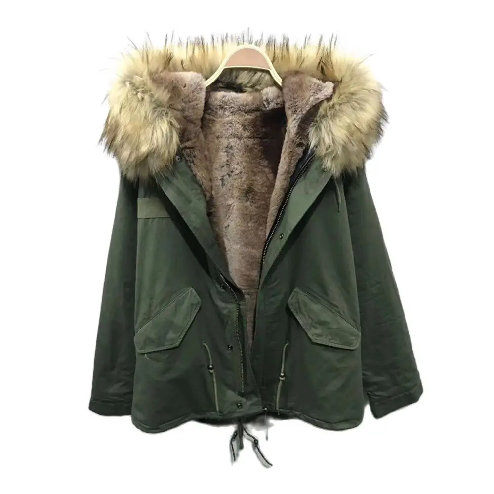 Cotton Army Green Parka Natural Color Faux Fur Lined Overcoat Women Winter Fashion Short Style Coat
Cotton Army Green Parka Natural Color Faux Fur Lined Overcoat Women Winter Fashion Short Style Coat