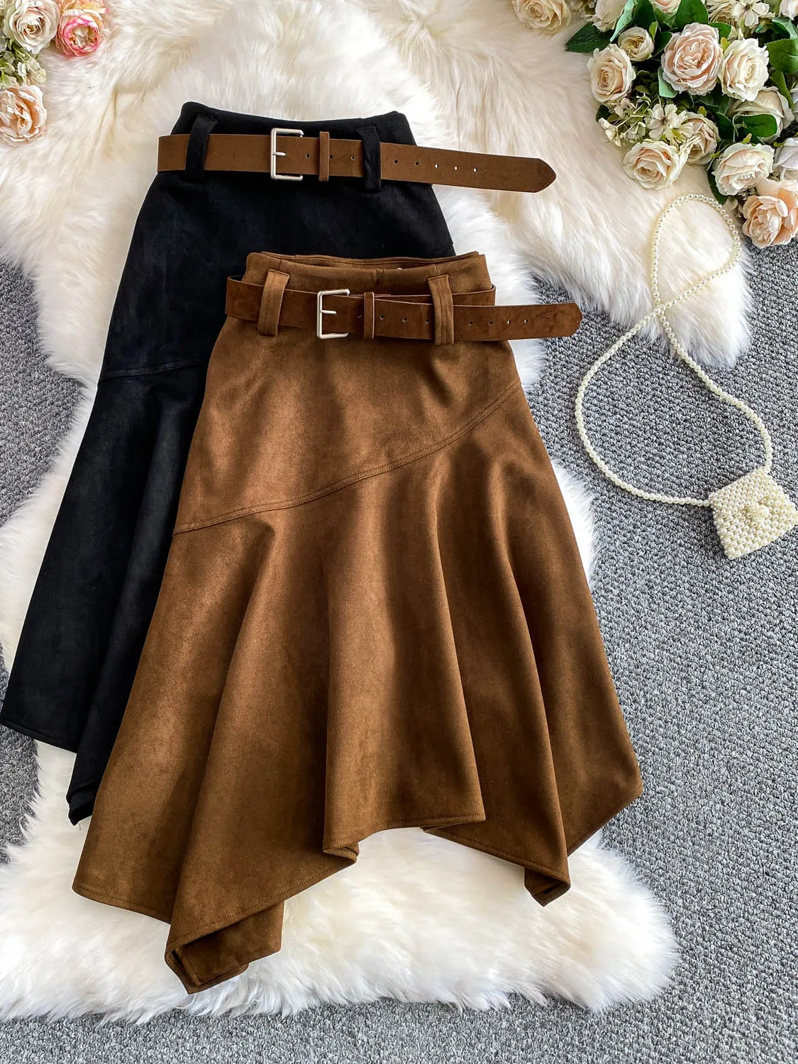 Retro Brown Deer Skin Velvet f Skirt Asymmetrical Hemline Women's Autumn Winter Faionable High Waist Skirt Korean Sle
Retro Brown Deer Skin Velvet f Skirt Asymmetrical Hemline Women's Autumn Winter Faionable High Waist Skirt Korean Sle