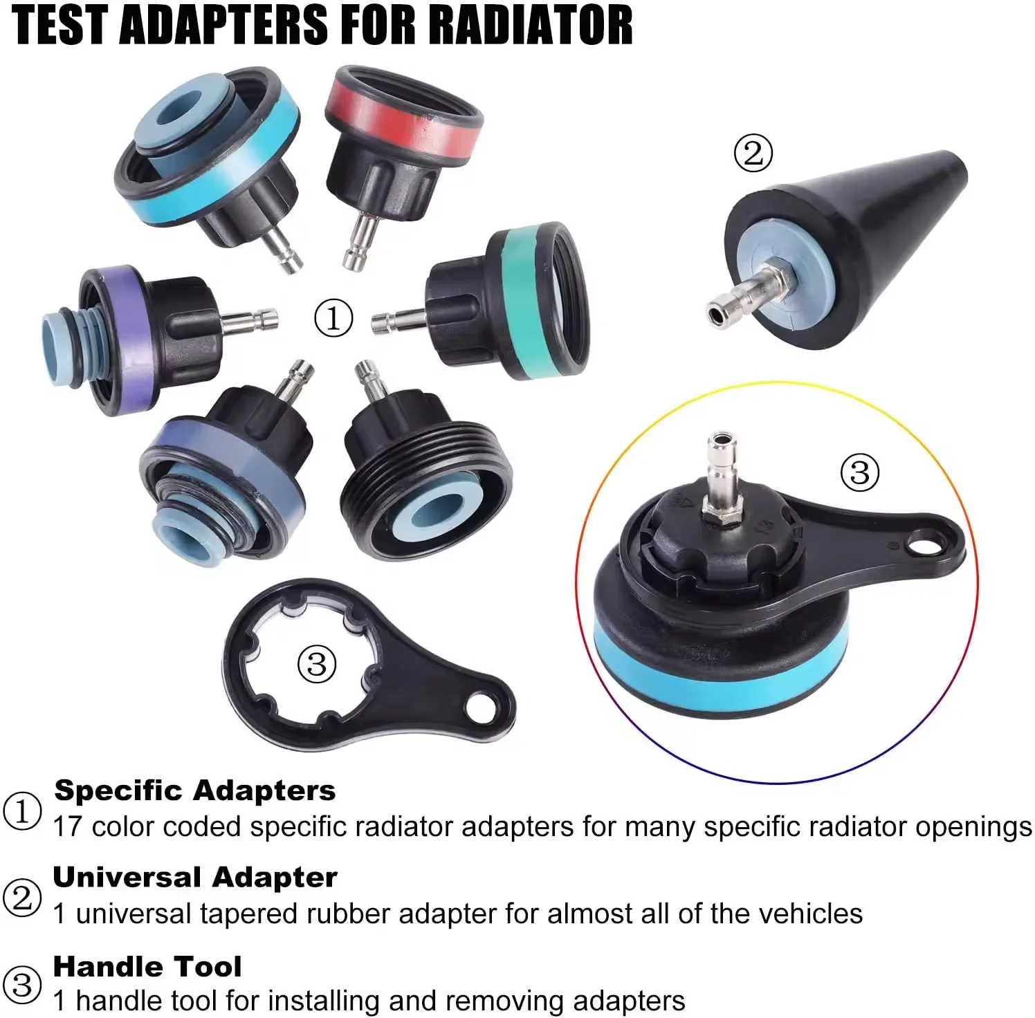 28Pcs Universal Radiator Pressure Tester Set Vacuum Type Cooling System Tester Water Tank Leak Detection Detector Tool
28Pcs Universal Radiator Pressure Tester Set Vacuum Type Cooling System Tester Water Tank Leak Detection Detector Tool