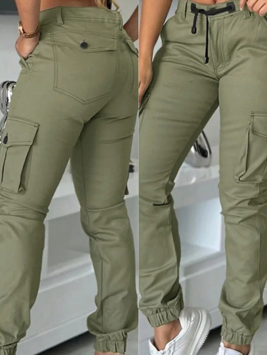 Olive Green Cargo Pants With Multiple Pockets Slim Fit Cuffed Trousers
Olive Green Cargo Pants With Multiple Pockets Slim Fit Cuffed Trousers
