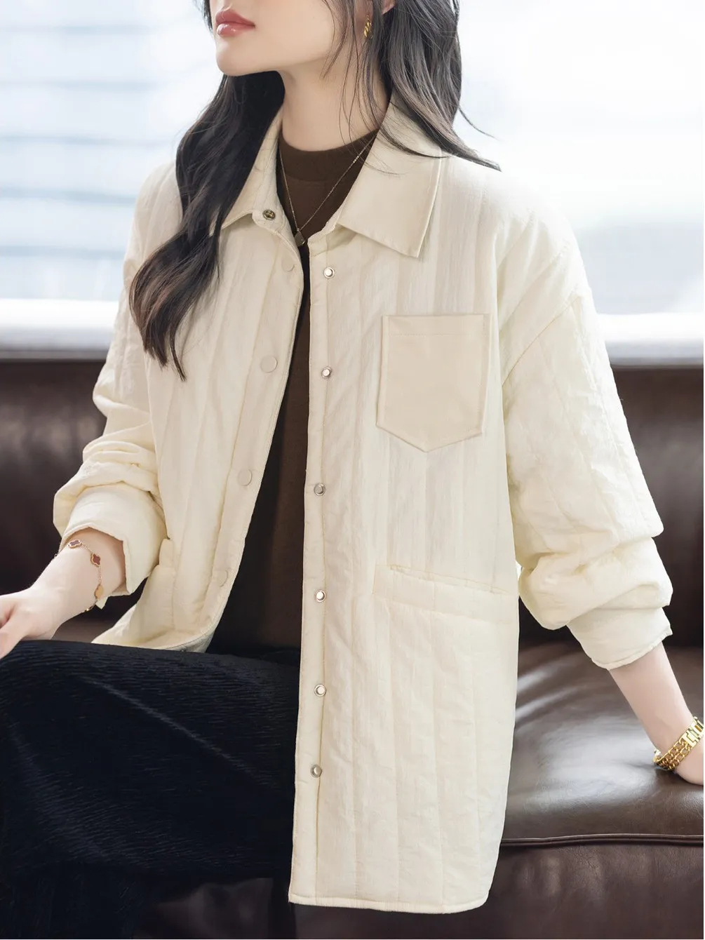 Women's Long Sve Cotton irt Stand Collar Vertical Patchwork Autumn Winter New Sle Commute Loose Fit Single Button Closure
Women's Long Sve Cotton irt Stand Collar Vertical Patchwork Autumn Winter New Sle Commute Loose Fit Single Button Closure