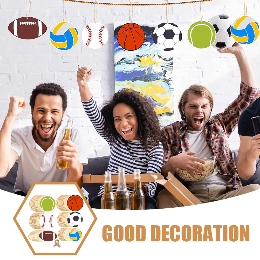 42 set Sports Party Decoration Hanging Ornaments Soccer Baseball Wooden Cutouts To Paint Diy Crafts Wood Slices Graffiti Chips
42 set Sports Party Decoration Hanging Ornaments Soccer Baseball Wooden Cutouts To Paint Diy Crafts Wood Slices Graffiti Chips