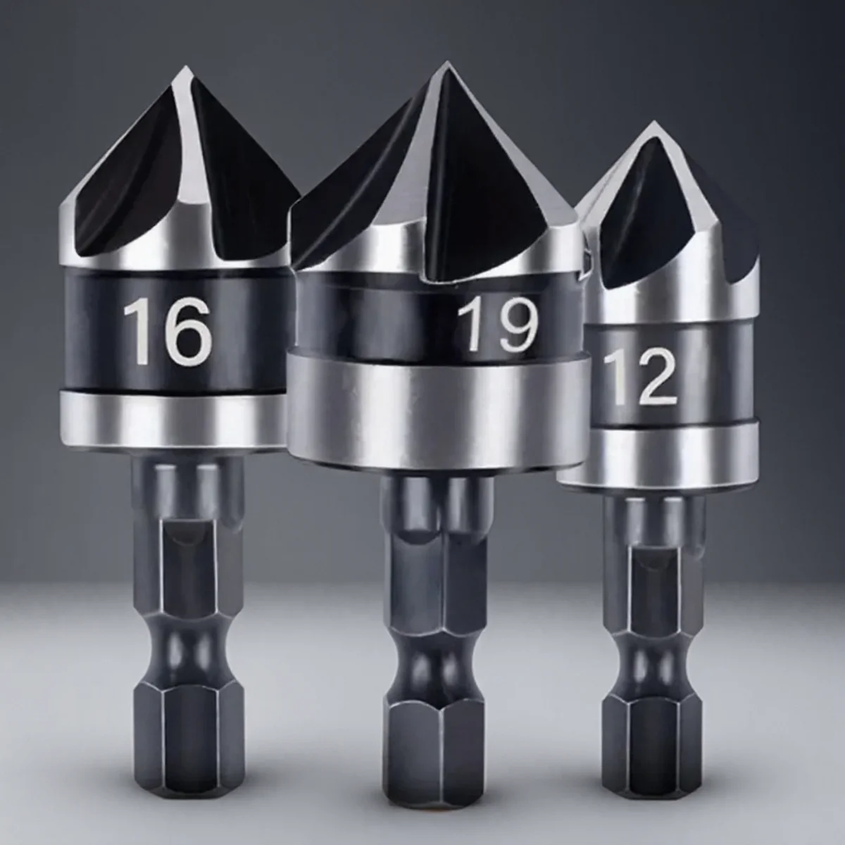 STONEGO Countersink Drill Bit Set 12mm 16mm 19mm Diameters 1/4 Hex Shank 90 Chamfer Woodworking Tool
STONEGO Countersink Drill Bit Set 12mm 16mm 19mm Diameters 1/4 Hex Shank 90 Chamfer Woodworking Tool