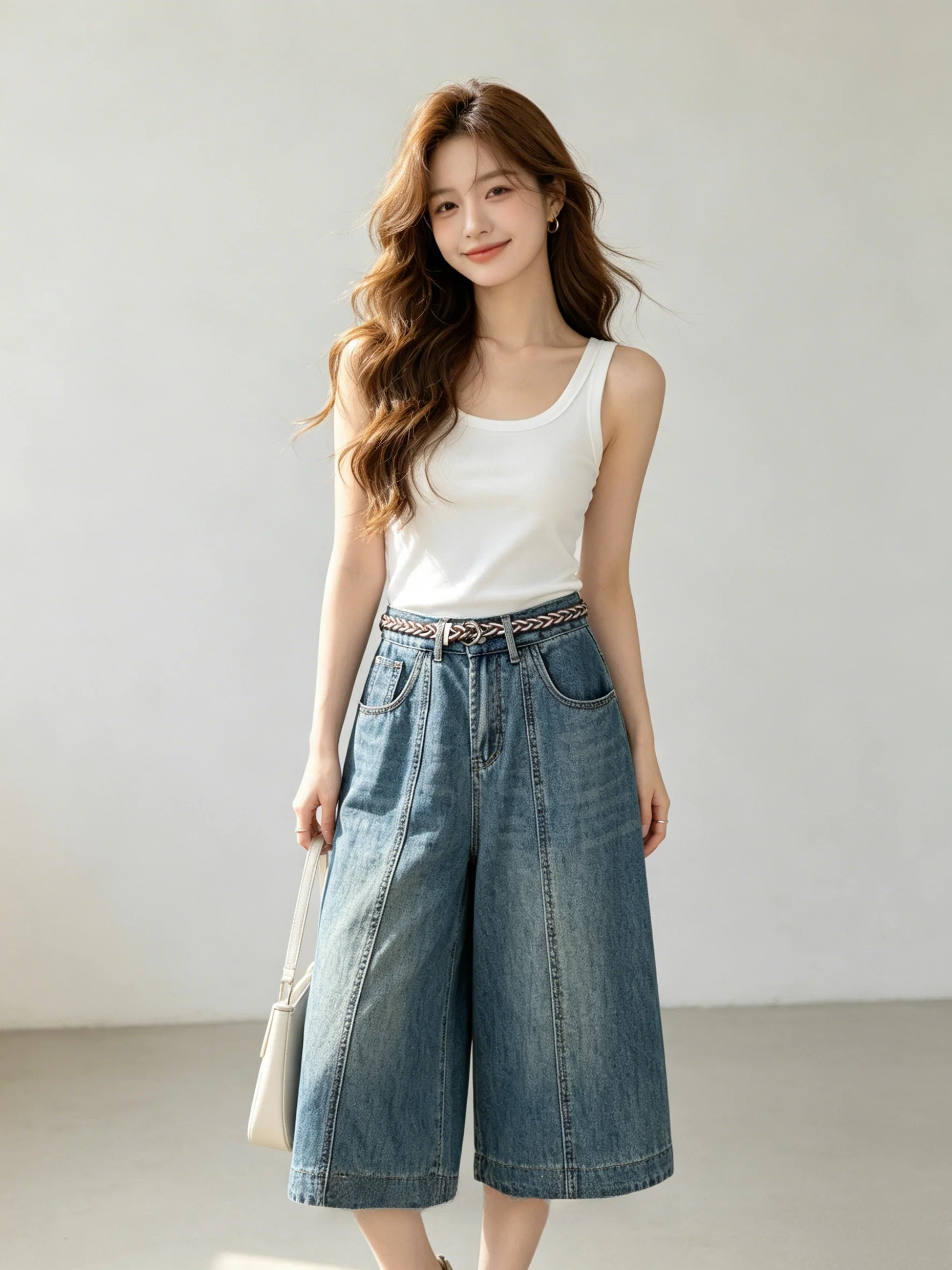 Retro High Waist Wide Leg Soft Denim Jeans Deep Blue Vintage Summer Loose Slimming Seven-Foot Pants with Belt Anti-Aging
Retro High Waist Wide Leg Soft Denim Jeans Deep Blue Vintage Summer Loose Slimming Seven-Foot Pants with Belt Anti-Aging
