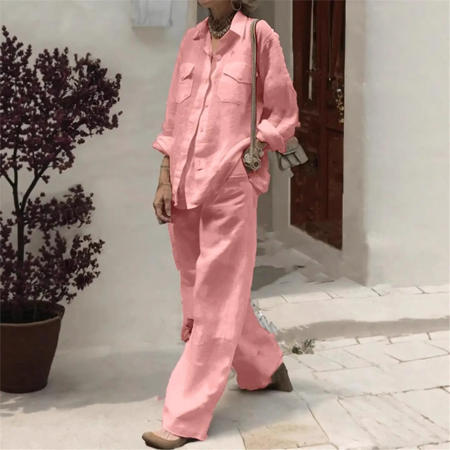 Свободный комплект длинных брюк Sve irt и брюк, женская модная повседневная одежда, комплект из двух предметов, осенняя новая удобная одежда 
Свободный комплект длинных брюк Sve irt и брюк, женская модная повседневная одежда, комплект из двух предметов, осенняя новая удобная одежда