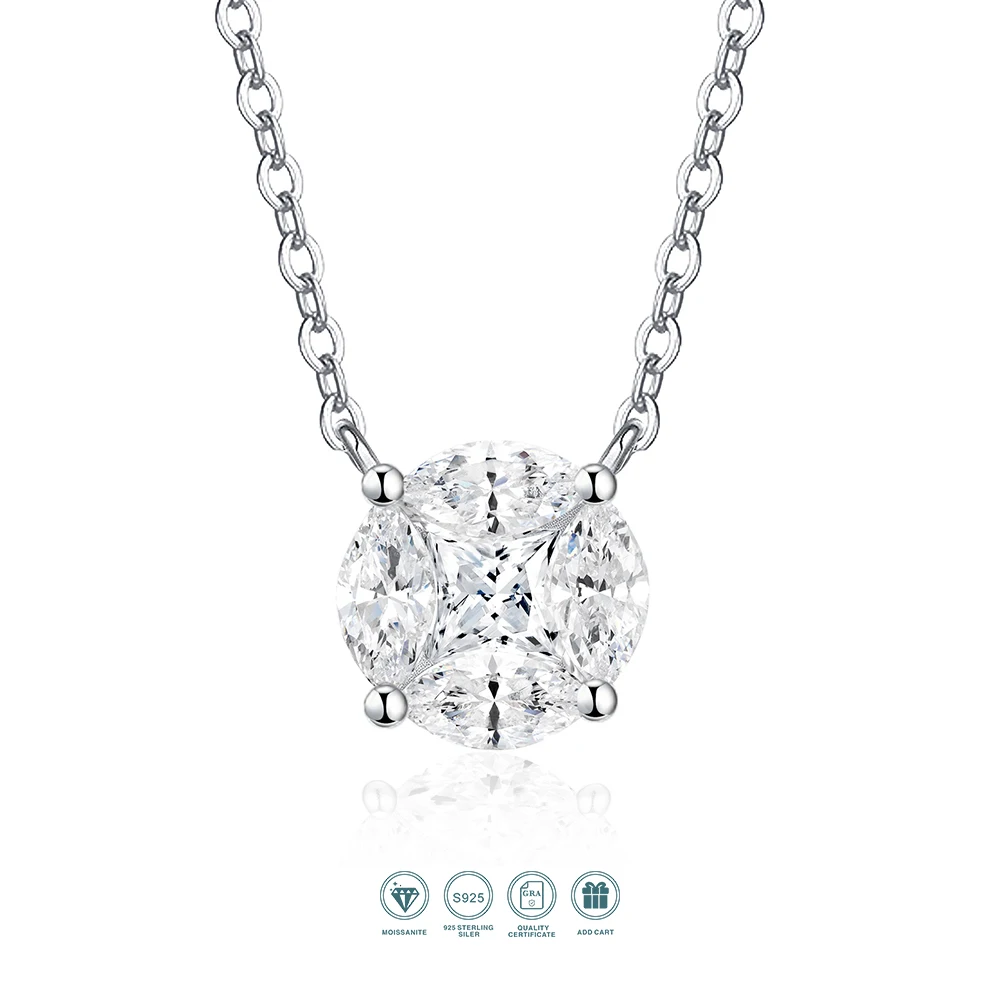 1pc Moissanite Pendant Necklace 925 Sterling Silver Cluster Design 18K Gold Plated Jewelry Gift for Women Comes with GRA Certifi
1pc Moissanite Pendant Necklace 925 Sterling Silver Cluster Design 18K Gold Plated Jewelry Gift for Women Comes with GRA Certifi