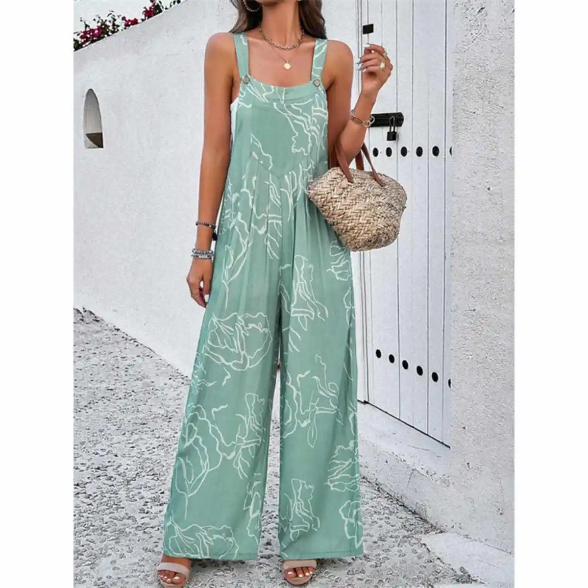 Women's Summer Svel Printed Jumpsuit Loose Straight Leg Pants mid Waist Diamond Embellied Cotton Blend Casual Wear
Women's Summer Svel Printed Jumpsuit Loose Straight Leg Pants mid Waist Diamond Embellied Cotton Blend Casual Wear