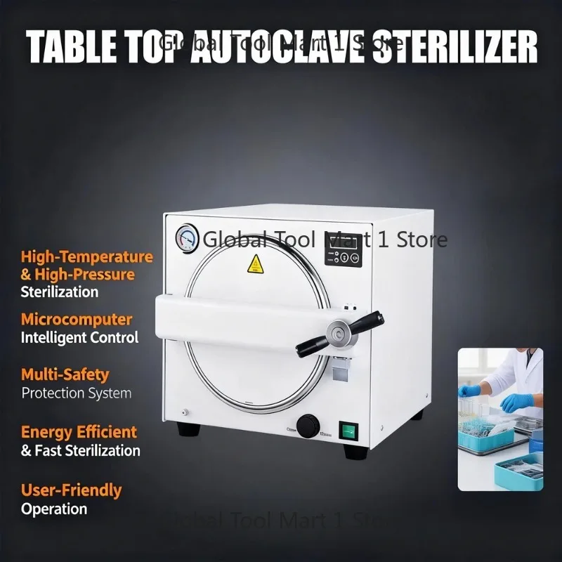 18L Table Top Autoclave Steam Sterilizer High Pressure Sterilization Equipment Stainless Steel Chamber Dry Heat Sterilizer
18L Table Top Autoclave Steam Sterilizer High Pressure Sterilization Equipment Stainless Steel Chamber Dry Heat Sterilizer
