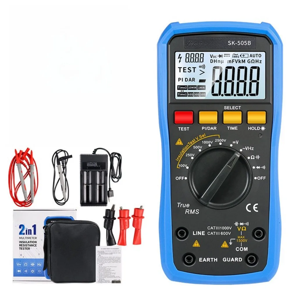 2 in 1 Electrical Insulation Resistance Tester Digital Multimeter Megohmmeter with Large Display and Auto Range
2 in 1 Electrical Insulation Resistance Tester Digital Multimeter Megohmmeter with Large Display and Auto Range