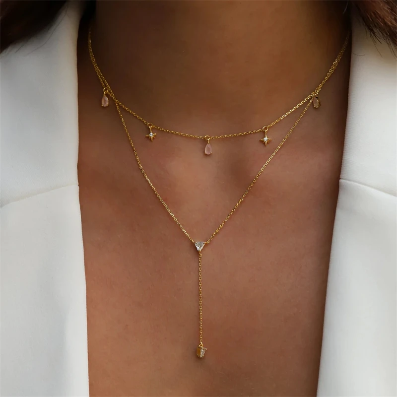 Aide S925 Sterling Silver Pink Zircon Teardrop Choker Necklace Teardrop Star CZ Dangling Chain for Women Trendy Everyday Jewelry
Aide S925 Sterling Silver Pink Zircon Teardrop Choker Necklace Teardrop Star CZ Dangling Chain for Women Trendy Everyday Jewelry