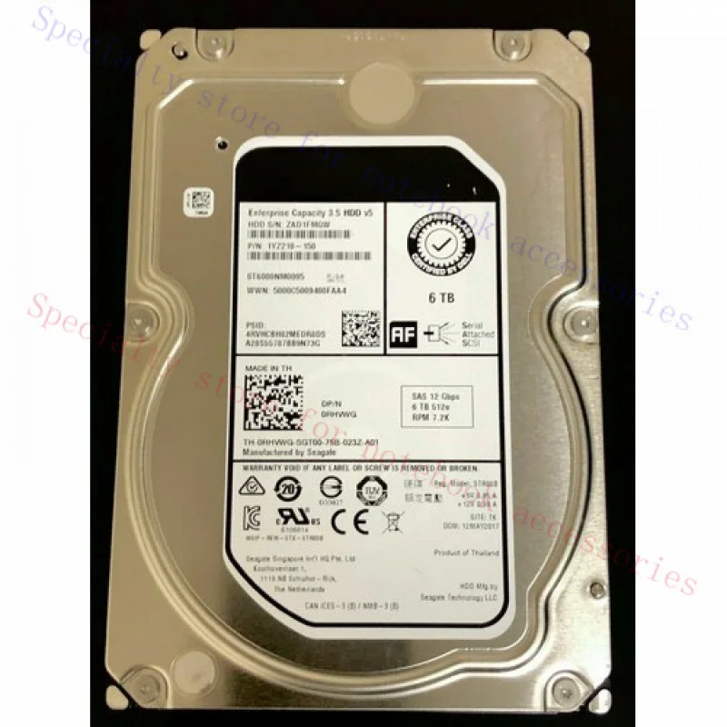 R+ For ST6000NM0095 0RHVWG RHVWG 3.5" 6TB 7.2K 12GBPS 512E SAS HARD DRIVE HDD
R+ For ST6000NM0095 0RHVWG RHVWG 3.5" 6TB 7.2K 12GBPS 512E SAS HARD DRIVE HDD