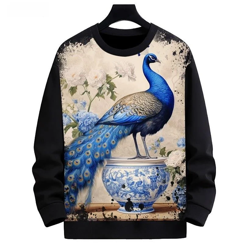 Loose Men's Fleece Lined round Neck Sweatshirt Digital Printing Peacock Pattern Trendy Personalized Comfortable Polyester Fiber
Loose Men's Fleece Lined round Neck Sweatshirt Digital Printing Peacock Pattern Trendy Personalized Comfortable Polyester Fiber