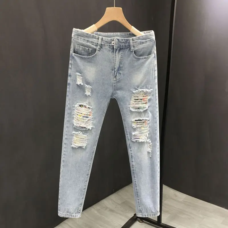 Spring and Summer Thin Long Pants Korean Style Skinny Ankle-length Pants Scratched Jeans Men's Ripped Hedge Beggar Pants Trendy
Spring and Summer Thin Long Pants Korean Style Skinny Ankle-length Pants Scratched Jeans Men's Ripped Hedge Beggar Pants Trendy
