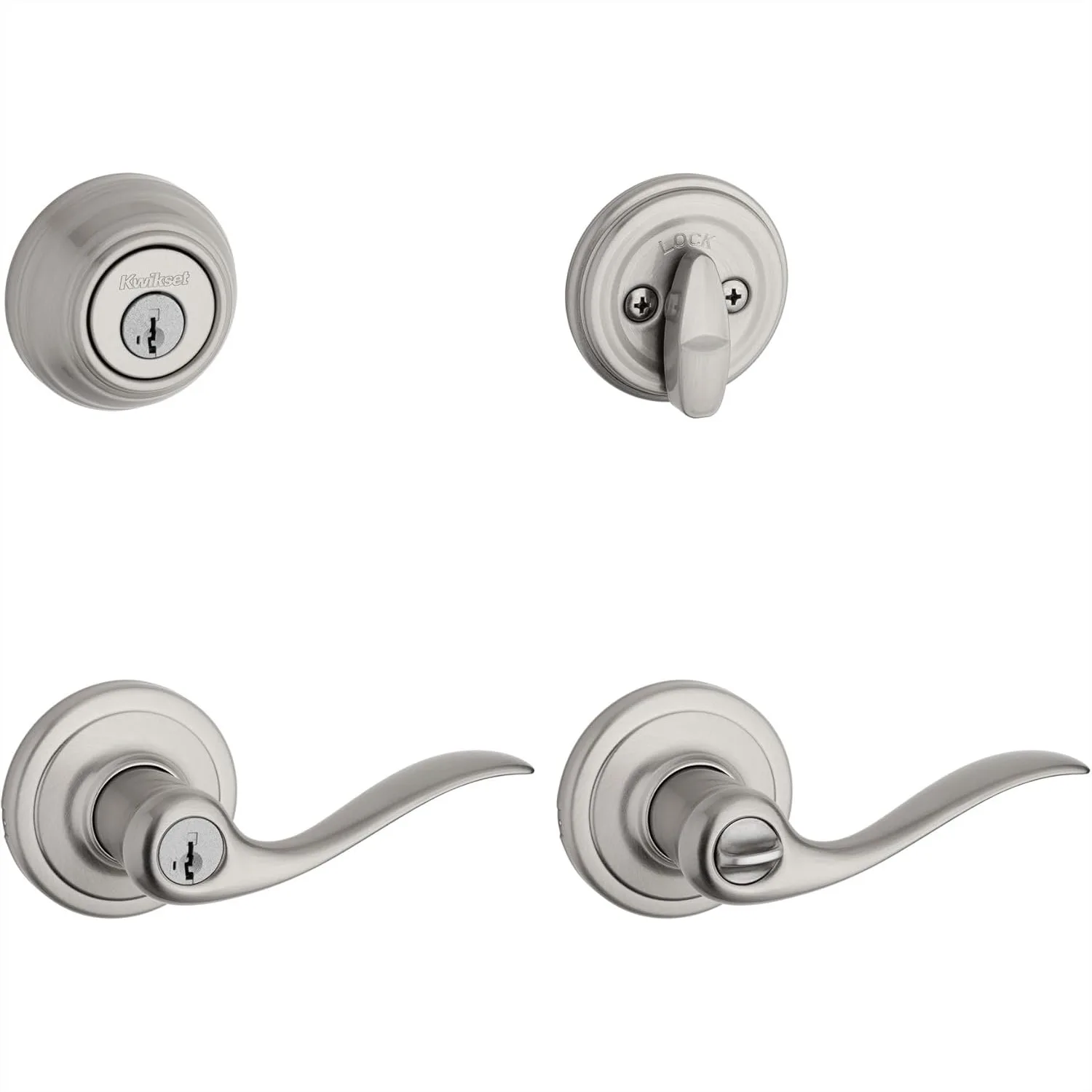 Entry Lever and Deadbolt Combo Pack with SmartKey Security, Satin Nickel, Reversible for Left or Right Handed Doors, Lifetime
Entry Lever and Deadbolt Combo Pack with SmartKey Security, Satin Nickel, Reversible for Left or Right Handed Doors, Lifetime