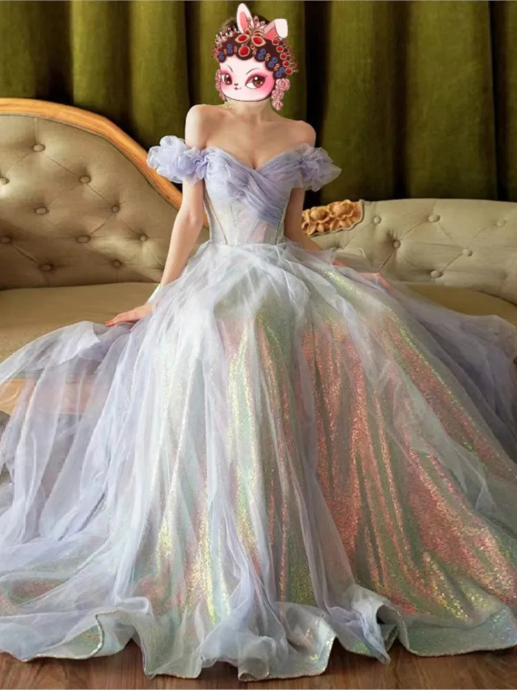 One-shoulder purple new sequined student Day coming-of-age ceremony host toasting morning dress
One-shoulder purple new sequined student Day coming-of-age ceremony host toasting morning dress